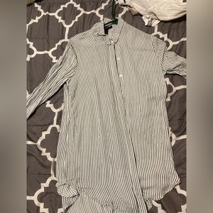 Black and White Striped Long Sleeved Shirt